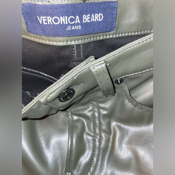New! Veronica Beard Debbie Skinny Faux Leather Jeans in Loden Olive Green 🌿sz 26 - Picture 15 of 16